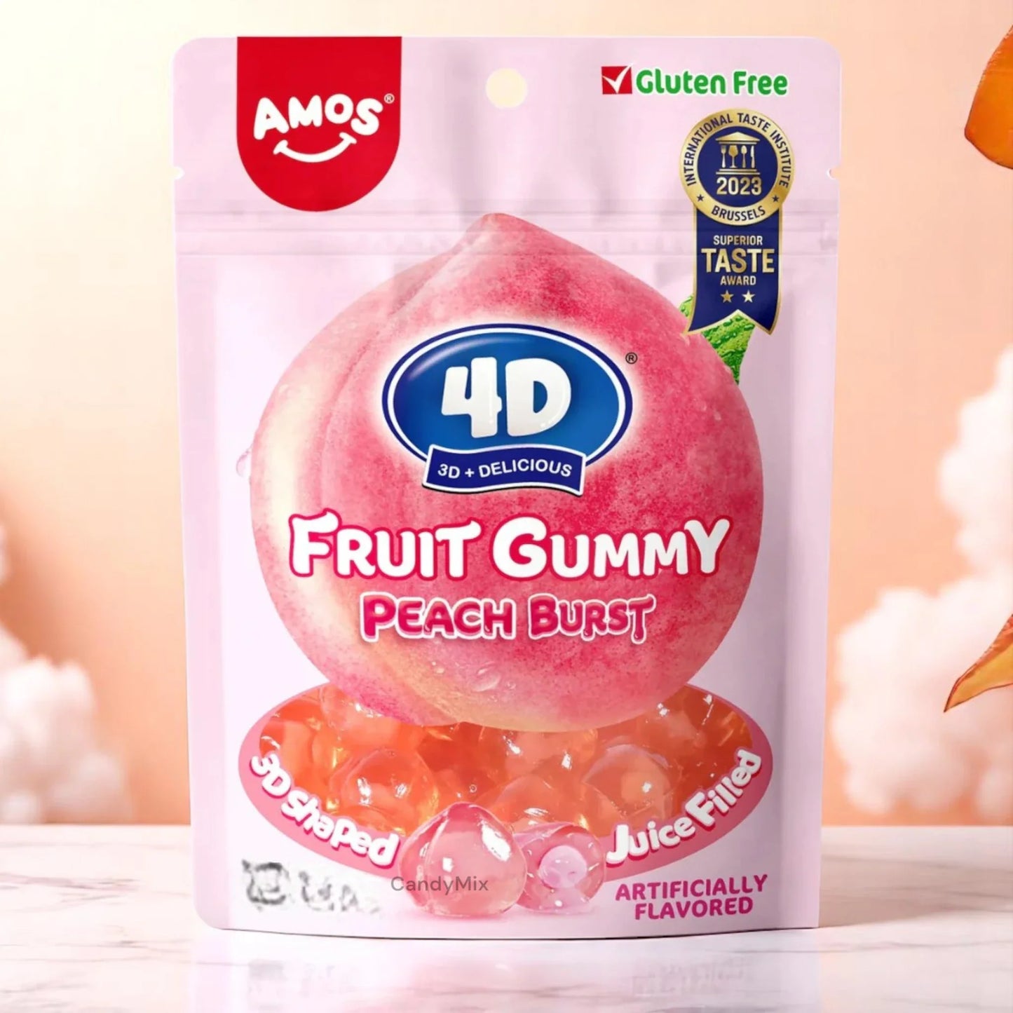 4D Filled Candy - Peach Fruit