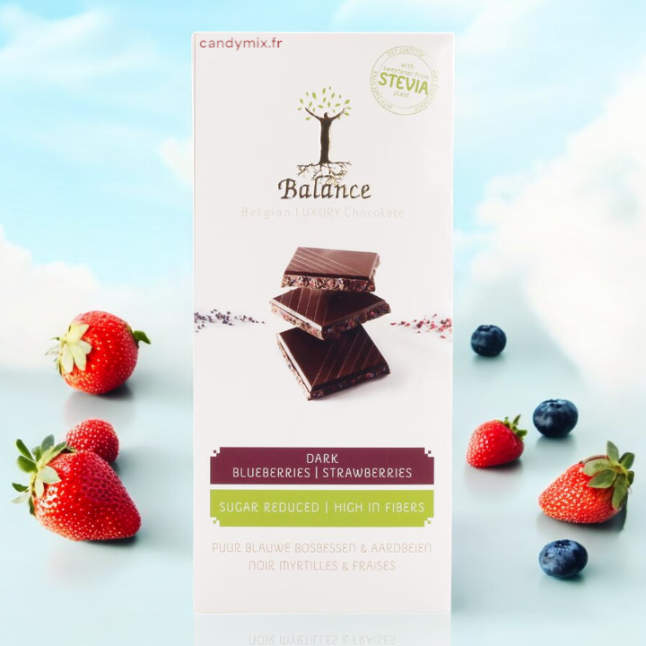 Balance Tablette de chocolat Noir Myrtilles & Fraise Stevia